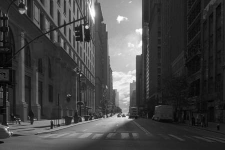 manhattan street in morning